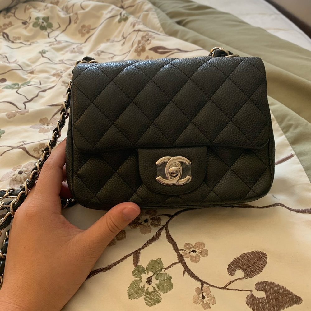***SOLD***Chanel mini square caviar leather
